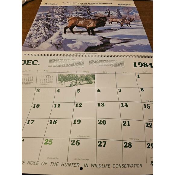 1984 Vintage Remington DuPont Calendar Hunting and Wildlife Memorabilia - Picture 6 of 8